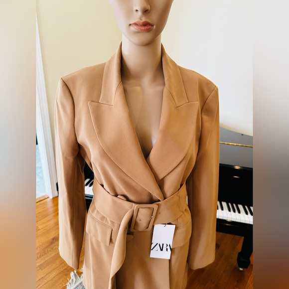 NWT Blogger’s Favorite Luxury Minimalist Zara Double Breasted Camel Coat/Dress - Picture 14 of 17